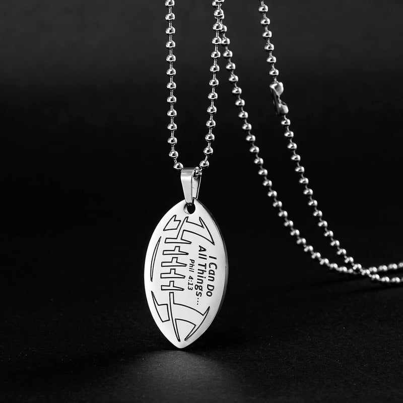 HOFOYA Sports Athletes Necklace with Inspiring Bible Quote from Phil 4:13 Baseball Basketball Football Soccer Volleyball Pendant Jewelry Gift for Men Teen boys girls,Christ Baptist gifts. - Image 3