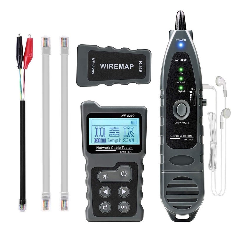 KOLSOL Network Cable Tester, Ethernet Wire Tracer with NCV & Lamp for CAT5 CAT6, PoE Tester Detect Voltage Measure Fault Distance by TDR NF-8209 - Image 1