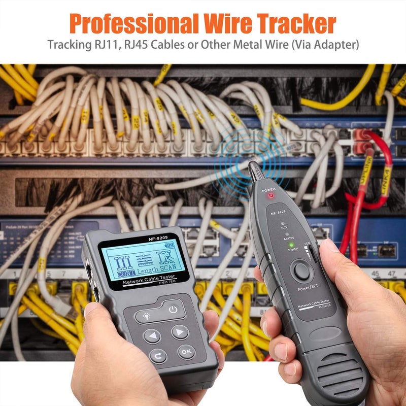 KOLSOL Network Cable Tester, Ethernet Wire Tracer with NCV & Lamp for CAT5 CAT6, PoE Tester Detect Voltage Measure Fault Distance by TDR NF-8209 - Image 4