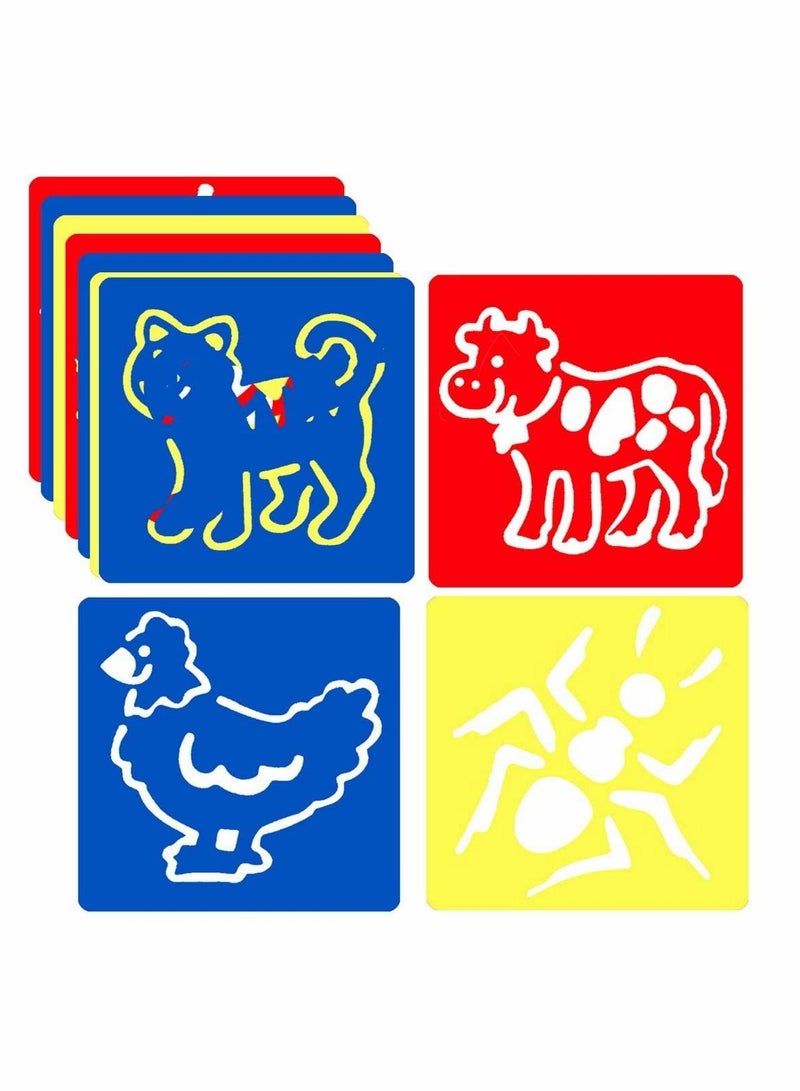 KASTWAVE Animal Shape Stencils, 24 Pack Kids Painting Washable Stencil Set Plastic Stencils - Image 1