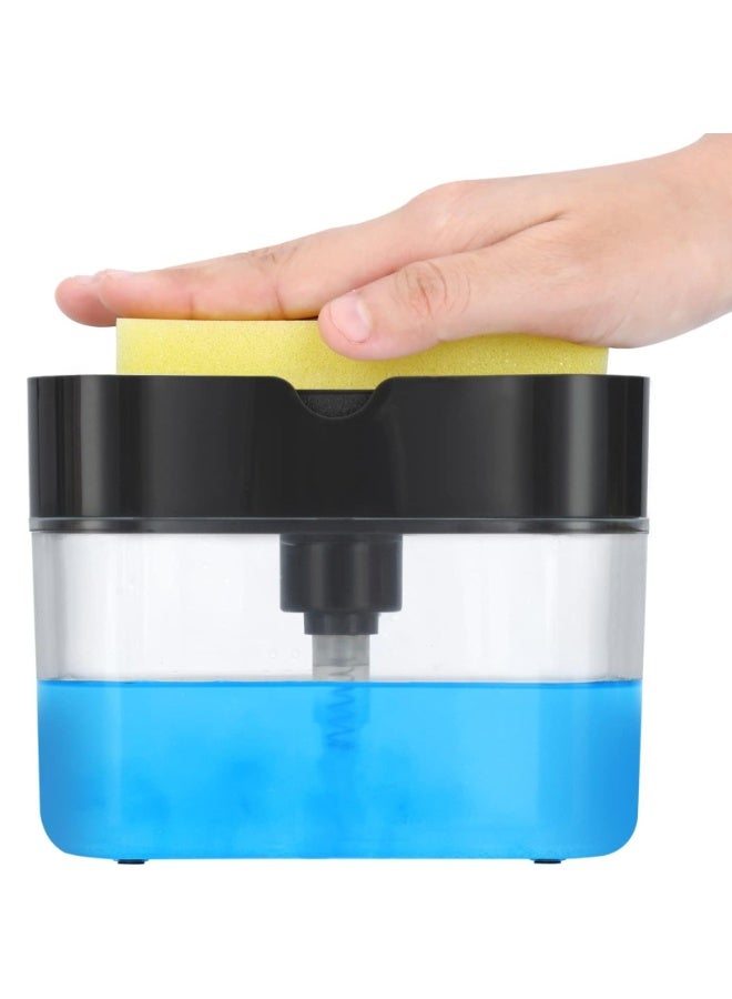 Zalcoon Premium Quality Dish Soap Dispenser - Countertop Kitchen Soap Dispenser, Sink Dish Washing Soap Dispenser 13 Ounces (Sponge Included) - Image 1