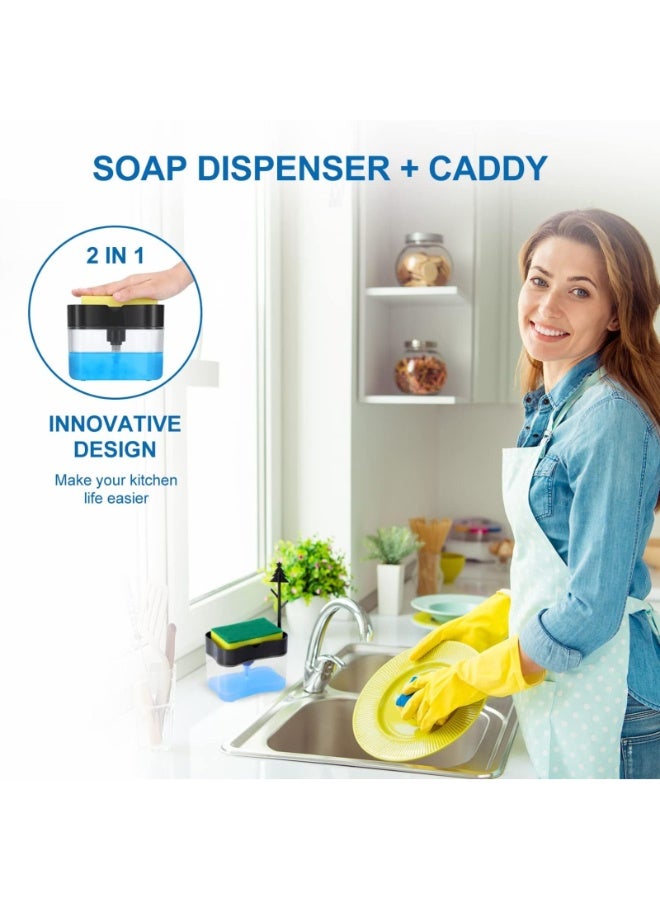 Zalcoon Premium Quality Dish Soap Dispenser - Countertop Kitchen Soap Dispenser, Sink Dish Washing Soap Dispenser 13 Ounces (Sponge Included) - Image 4