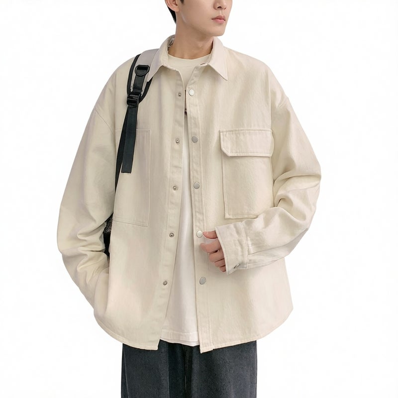 Long Sleeve Shirt Jacket for Men Spring Autumn Casual Coat - Image 1