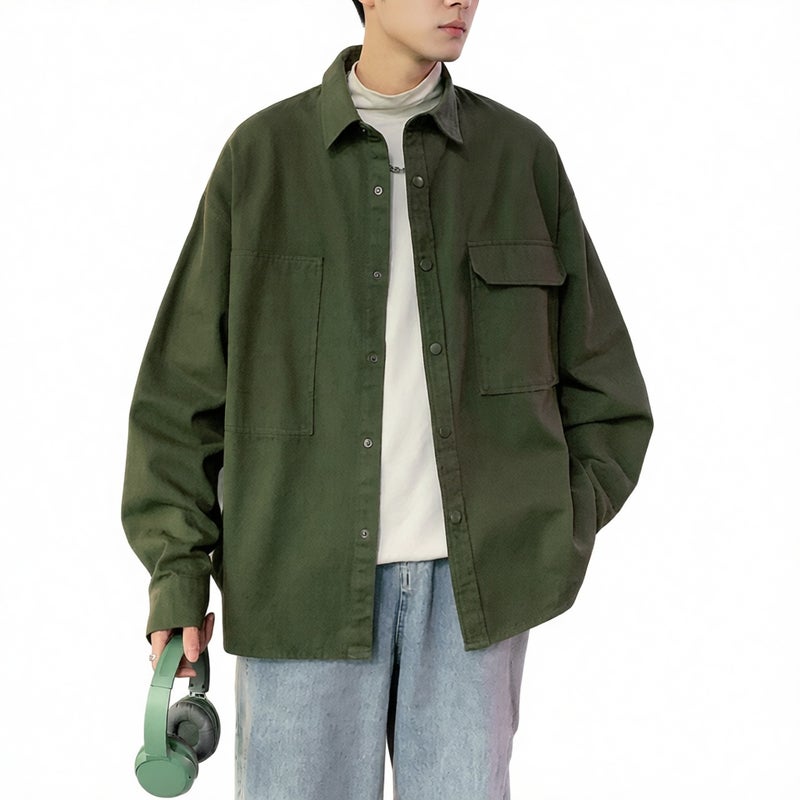 Long Sleeve Shirt Jacket for Men Spring Autumn Casual Coat - Image 4