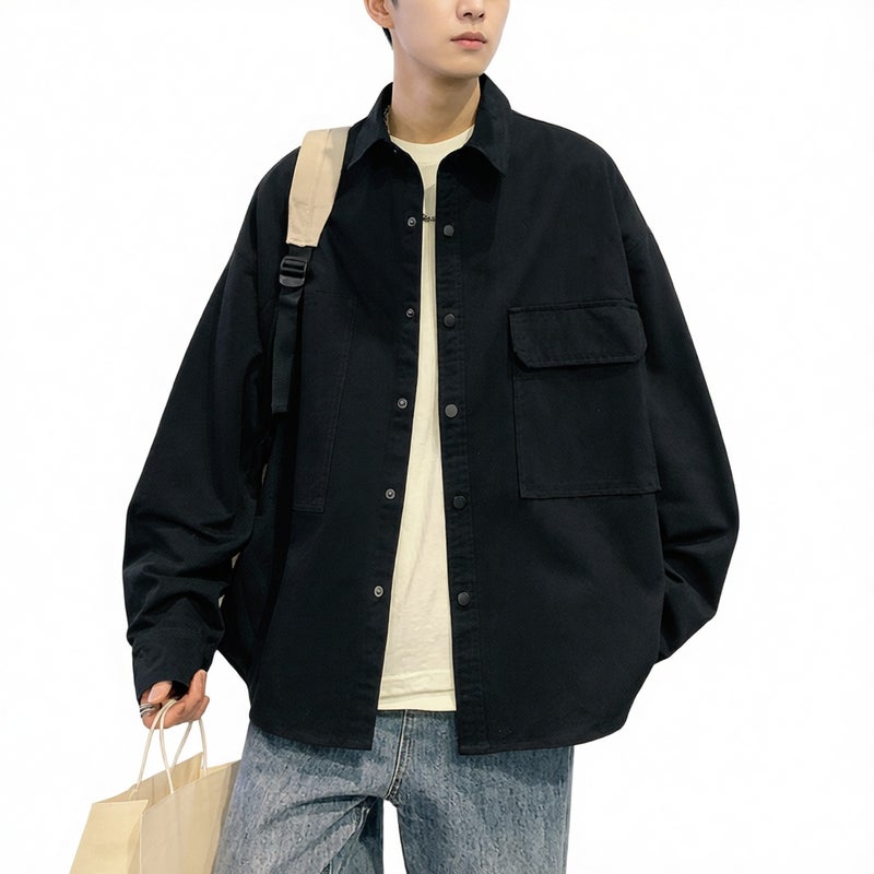 Long Sleeve Shirt Jacket for Men Spring Autumn Casual Coat - Image 2