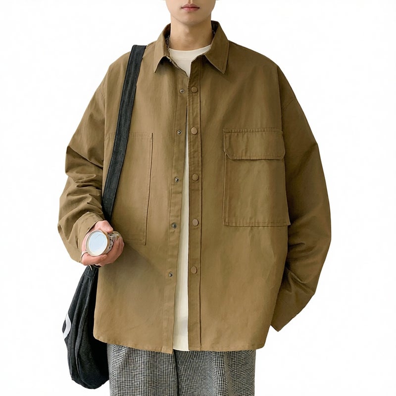 Long Sleeve Shirt Jacket for Men Spring Autumn Casual Coat - Image 3