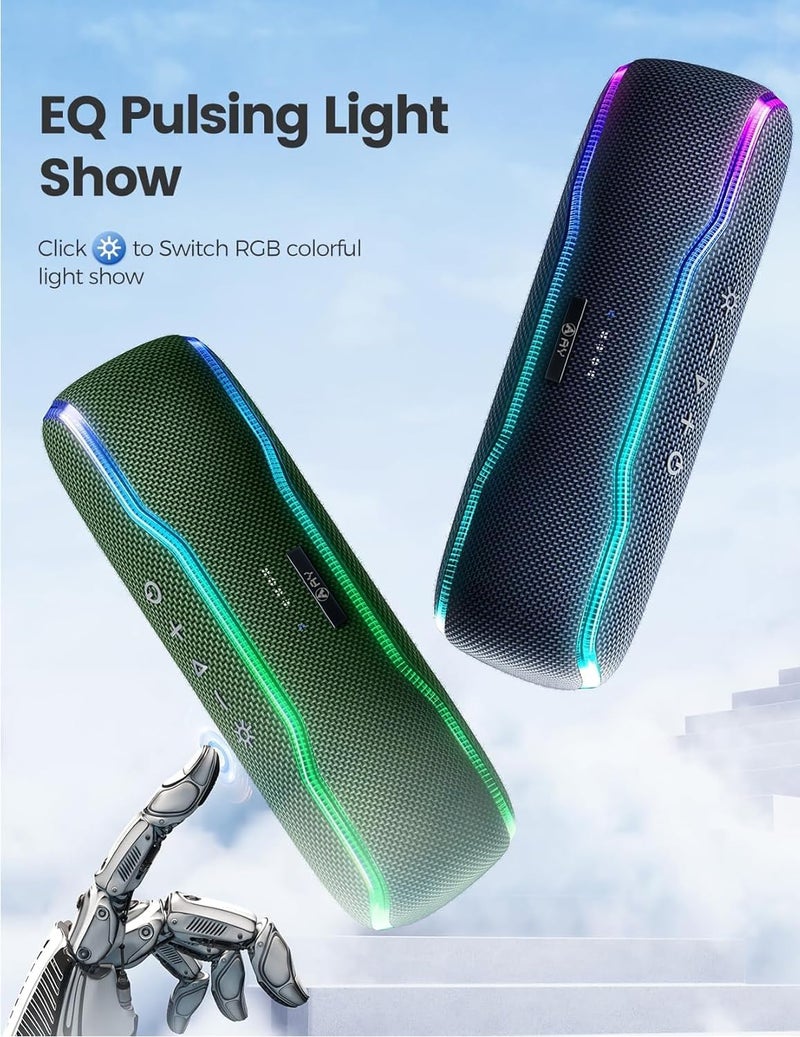 اي واي مكبر صوت بلوتوث قوي - مكبر صوت بلوتوث محمول مقاوم للماء بمعيار IPX7 مع إضاءة LED ملونة وباس غني، ميكروفون مدمج، تشغيل لمدة 24 ساعة، للاستخدام الخارجي والمنزلي والحفلات - Image 4