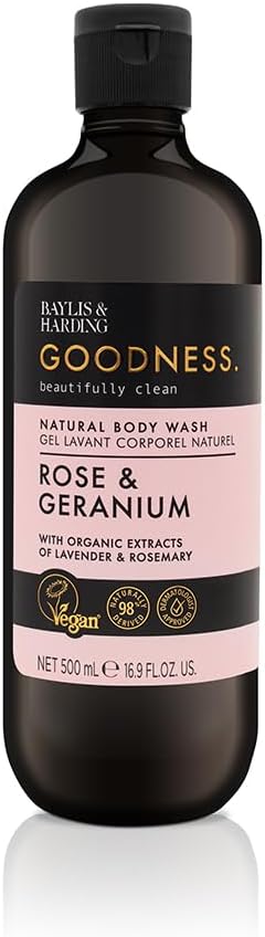 Baylis & Harding غسول يدين طبيعي من بايليس هاردينغ جودنس برائحة الورد والجرانيوم 500 مل عبوة من 3 صديقة للنباتيين - Image 2