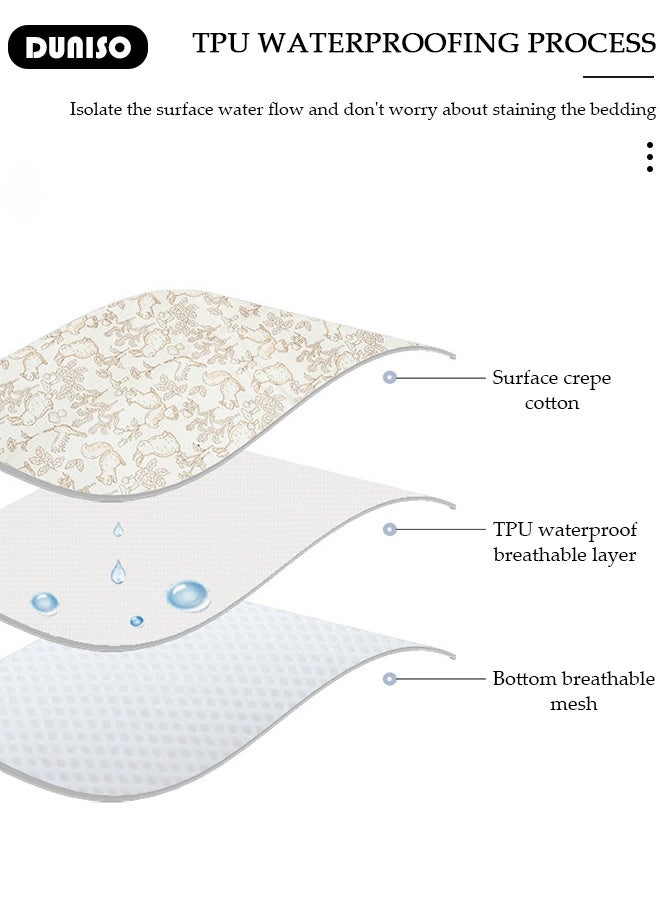 DUNISO Baby Waterproof Bed Pad Bed Wetting Pads Washable Mattress Protector Pads for Baby Reusable Incontinence Underpads Toddler Potty Training Pads Baby Waterproof Pad Mat 80*100cm - Image 3
