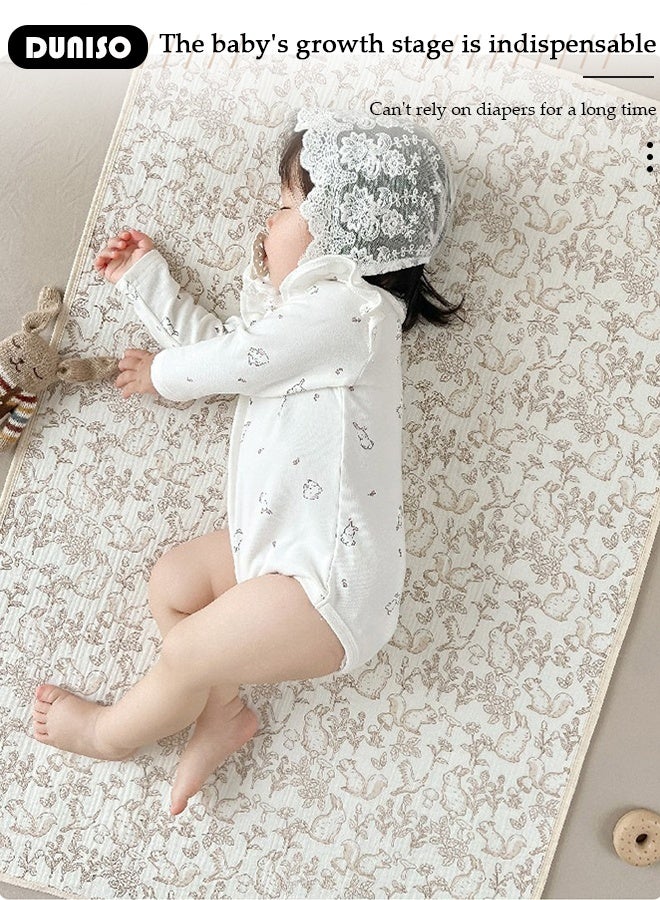 DUNISO Baby Waterproof Bed Pad Bed Wetting Pads Washable Mattress Protector Pads for Baby Reusable Incontinence Underpads Toddler Potty Training Pads Baby Waterproof Pad Mat 80*100cm - Image 2