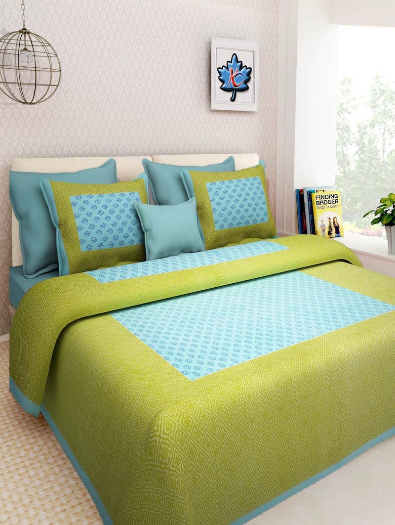 Ealth Kart 144 TC 100% Jaipuri Cotton Combo Set of 2 Double Bedsheet with 4 Pillow Covers - Multi - Image 2