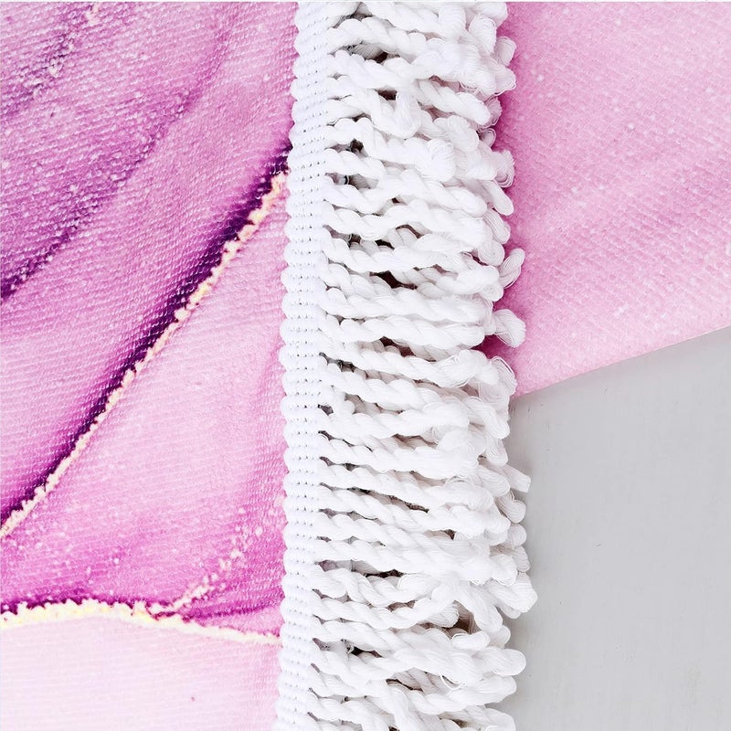 Violet Mist Light Purple Marble Round Beach Towels Oversized Soft Microfiber Large Sand Free Water Absorbent Beach Blanket Throw Circle Swim Pool Picnic Towel Table Meditation Rug with Tassels 60 inch - Image 4