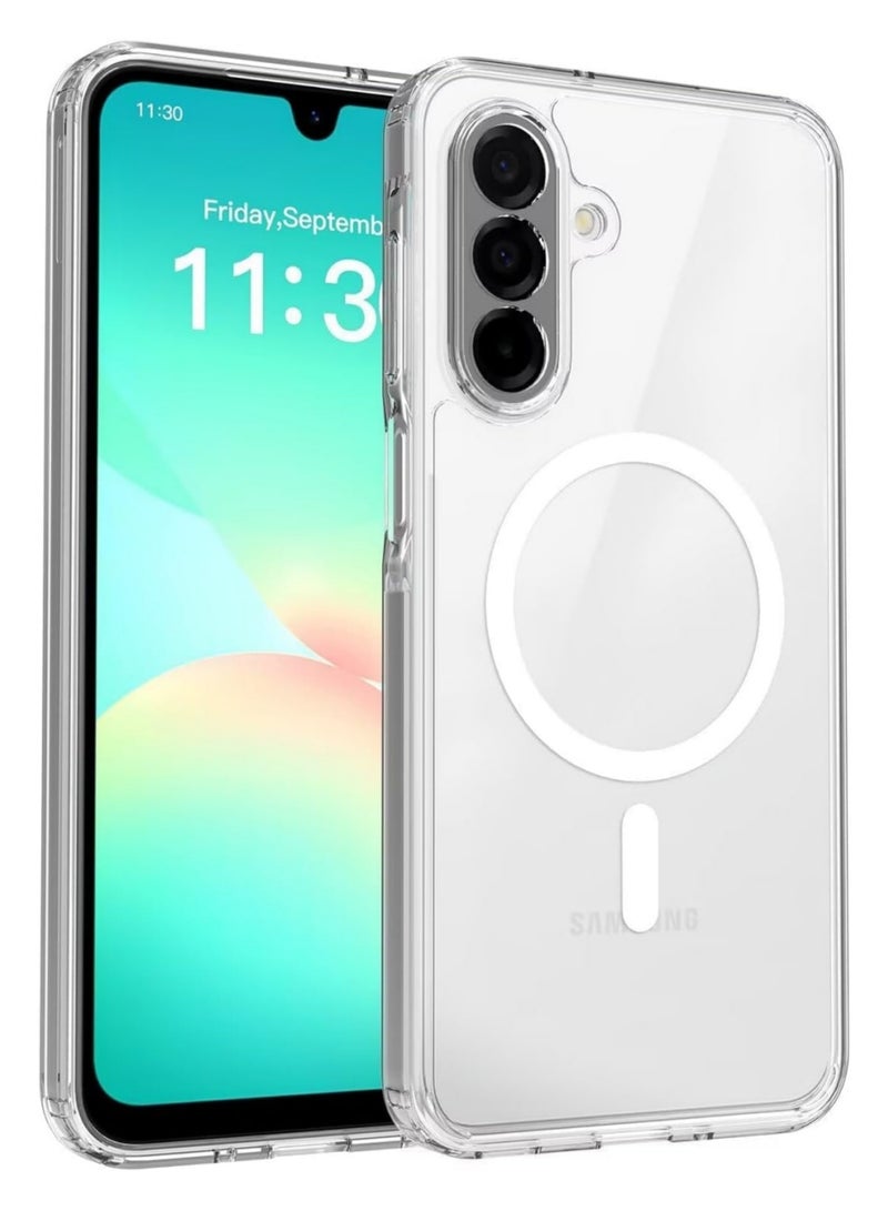 Aookay Magnetic for Samsung Galaxy A17 5G/4G Case, Compatible with Mag-Safe, Slim Thin Hard Back Soft Bumper Not-Yellowing Mil-Shockproof Protective Phone Cover for Samsung A17 5G (Clear) - Image 1