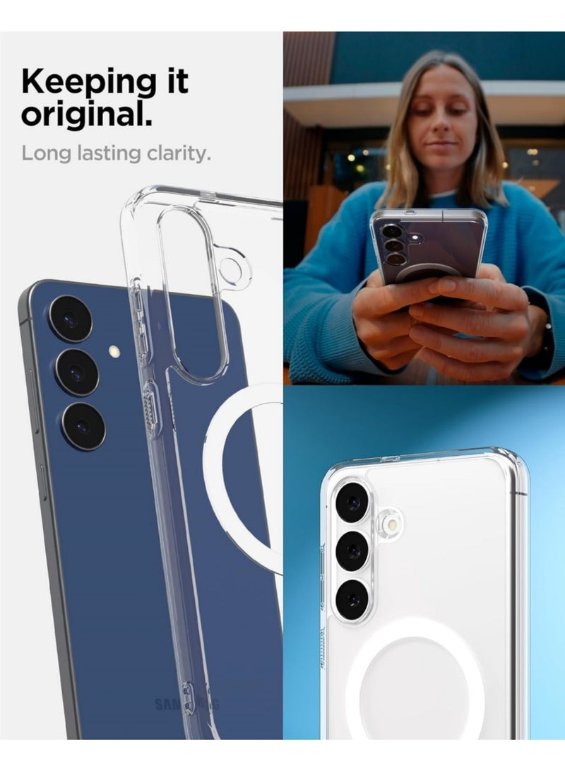 Aookay Magnetic for Samsung Galaxy A17 5G/4G Case, Compatible with Mag-Safe, Slim Thin Hard Back Soft Bumper Not-Yellowing Mil-Shockproof Protective Phone Cover for Samsung A17 5G (Clear) - Image 3