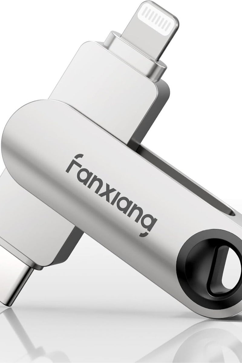 fanxiang Dual-Port USB Flash Drive with Lightning & Type-C Connectors – Apple Certified, Compatible with iPhone, Android, Mac & PC