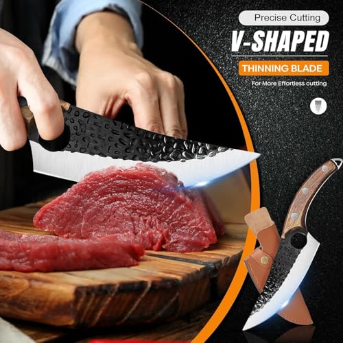 CRENTILA Chefs Knife 8 Inch Ultra Sharp High Carbon German Stainless Steel Forged Blade,for Meat Cutting, Ergonomic Wooden Handle, Premium Chef Knife for Home Kitchen Restaurant (5.in Wooden bleck) - Image 2
