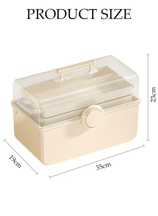 DUNISO Medicine Box Plastic Medicine Storage Box Family Emergency Kit Medical Kit 3 Layers Home First Aid Box Child Proof Medicine Box Organizer Pill Case with Compartments and Handle  - Image 4