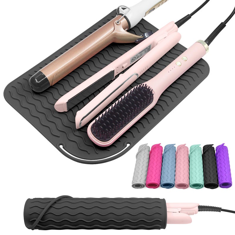 Suafrnut Plus Size Silicone Heat Resistant Mat Portable Travel Hot Tools Pad Cover for Curling Iron Flat Iron Hair Straightener and Other Hair Styling Tools120 x 90