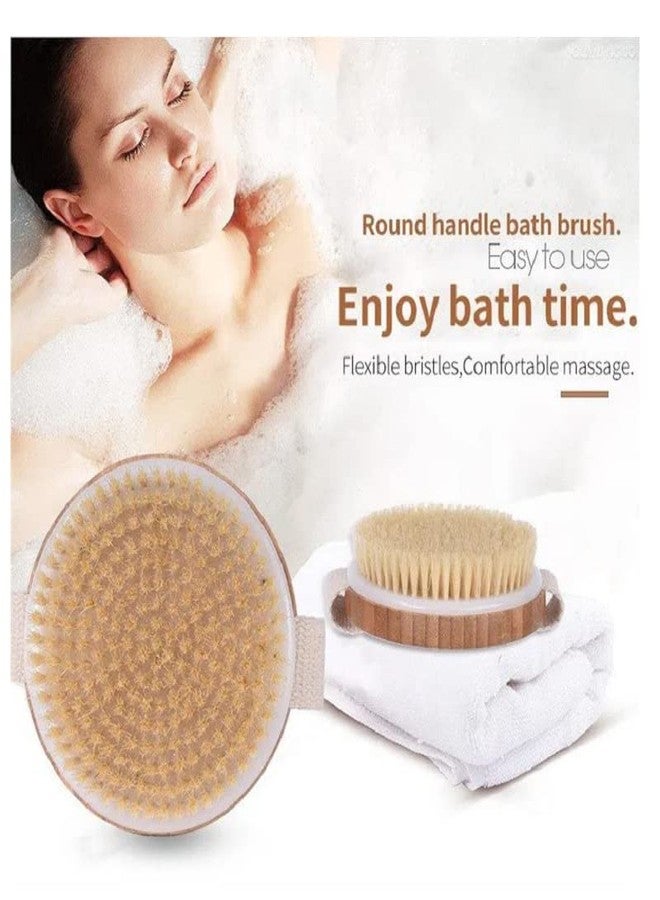 STORE77 Bamboo Body Brush, Round Head, Soft & Stiff Bristles, Exfoliating & Cleansing, All Skin Types, Wooden Handle, Manual Operation - Image 5