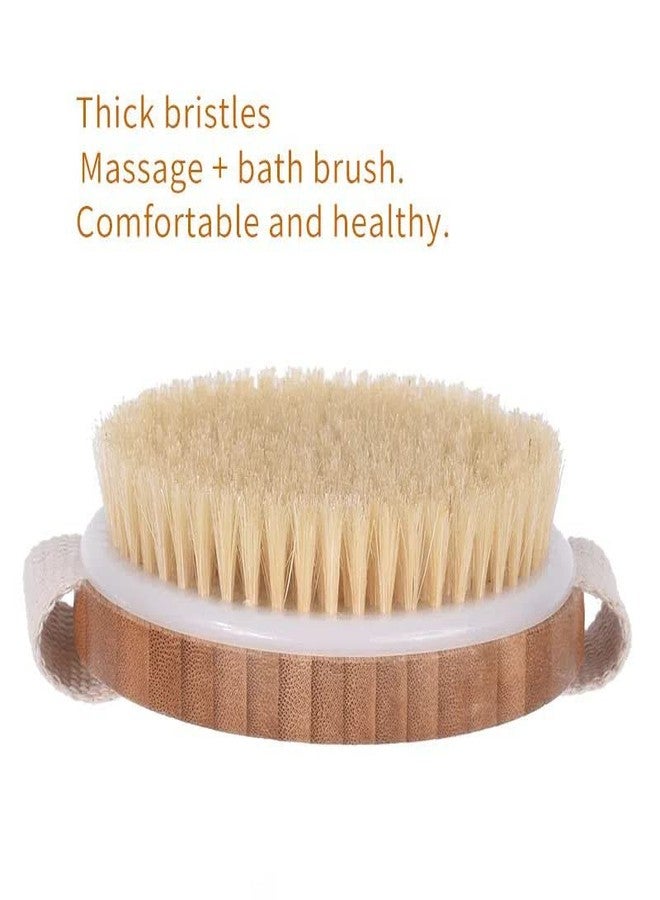 STORE77 Bamboo Body Brush, Round Head, Soft & Stiff Bristles, Exfoliating & Cleansing, All Skin Types, Wooden Handle, Manual Operation - Image 3