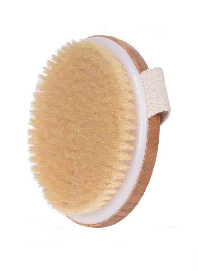 STORE77 Bamboo Body Brush, Round Head, Soft & Stiff Bristles, Exfoliating & Cleansing, All Skin Types, Wooden Handle, Manual Operation - Image 1