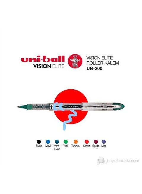 Vision Elite Fine Rollerball Pen (UB-200)Pack of 2-Blue