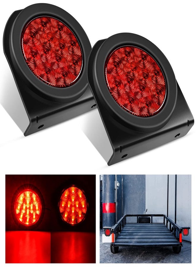 Nilight 4Inch Round Trailer Tail Light with flush Mount Grommets Plugs w/Mounting Brackets 2PCS Red Waterproof Stop Brake Turn Lights for RV Truck - Image 1