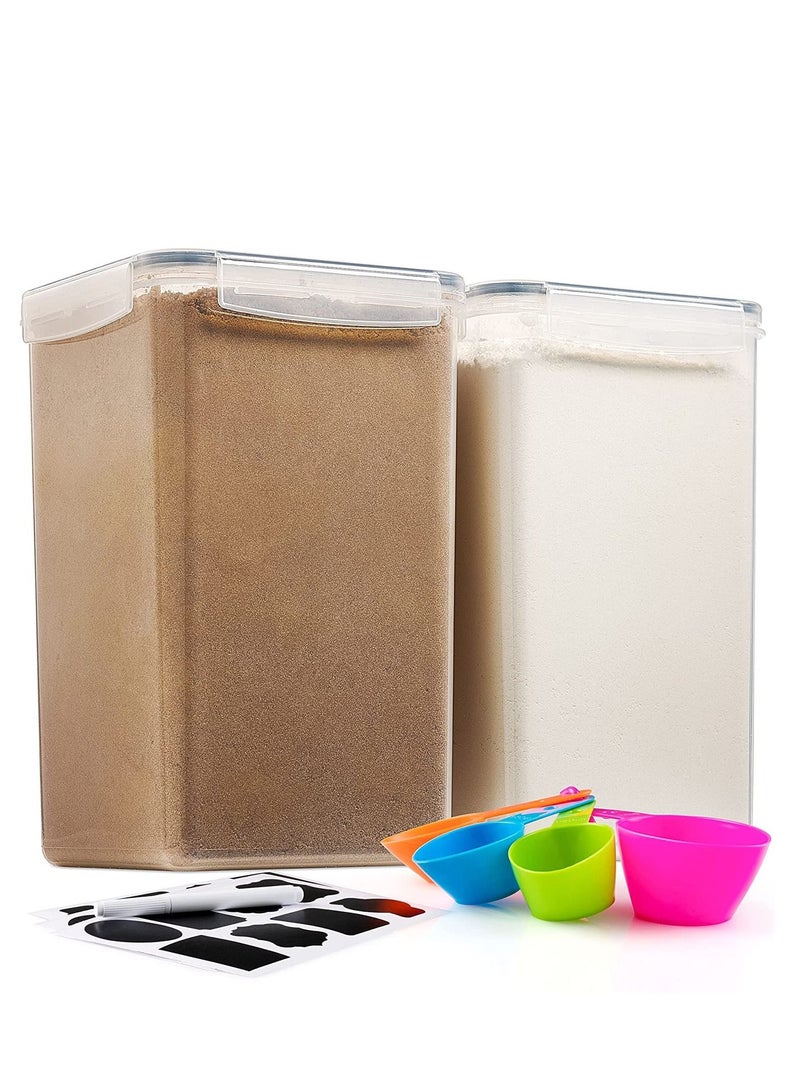 MIXDE 2 Pack Large Food Storage Containers with Lids Airtight 6.5L /220 oz,for Flour,Sugar,Baking Supply and Dry Food Storage-with Labels,Marker and Spoon Set  - Image 1