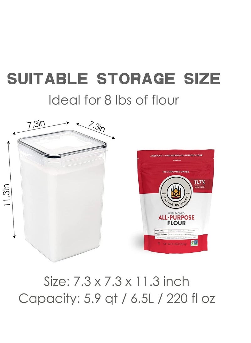 MIXDE 2 Pack Large Food Storage Containers with Lids Airtight 6.5L /220 oz,for Flour,Sugar,Baking Supply and Dry Food Storage-with Labels,Marker and Spoon Set  - Image 2