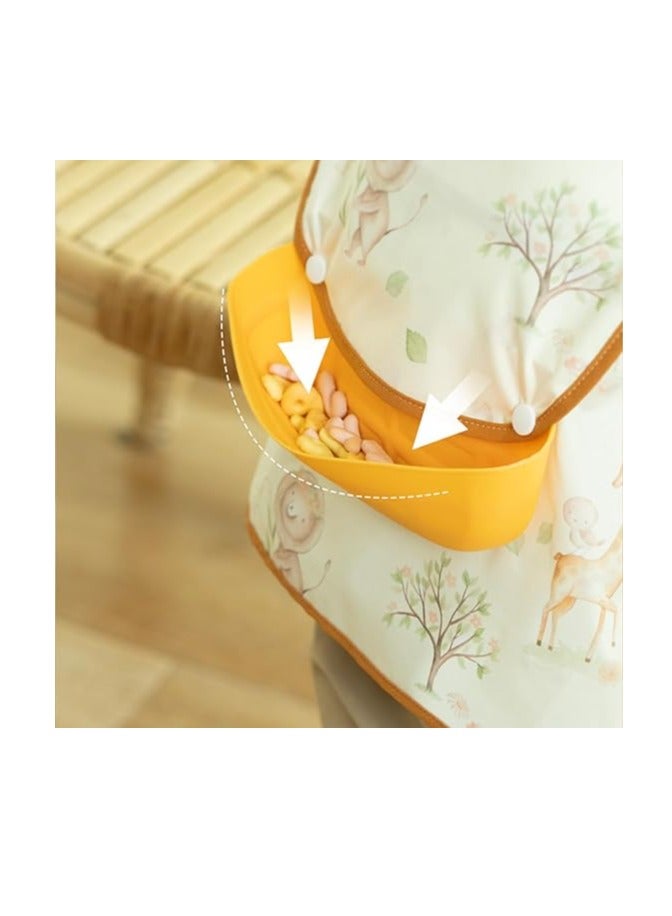 إي سي في في مريلة طعام للأطفال بأكمام طويلة من ECVV، قطعتان، مقاومة للفوضى، مع مصيدة طعام، مقاومة للماء، بنمط كرتوني لطيف، مريلة طعام للأطفال الصغار، مقاس واحد - Image 3