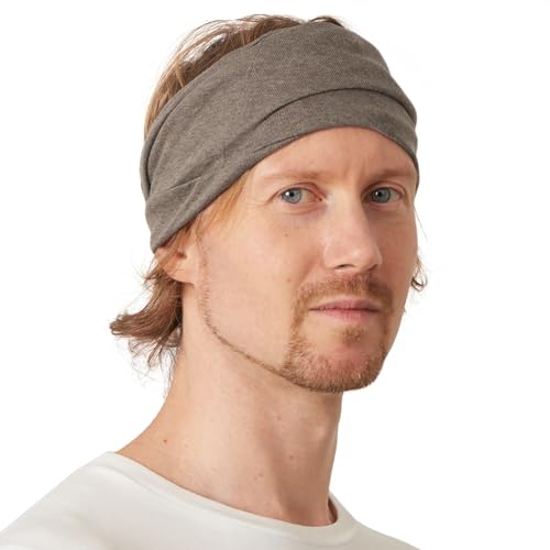 CHARM Womens Headband Hairband Bandana - Mens 100% Organic Cotton Yoga Hair Band Made in Japan Soft Chemo Head Wrap Sensitive Skin by Casualbox Brown - Image 1
