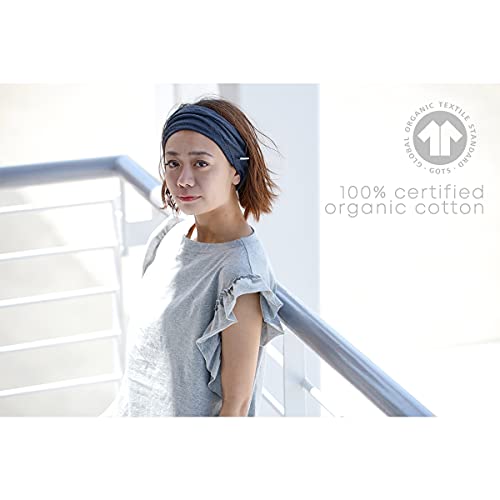 CHARM Womens Headband Hairband Bandana - Mens 100% Organic Cotton Yoga Hair Band Made in Japan Soft Chemo Head Wrap Sensitive Skin by Casualbox Brown - Image 3