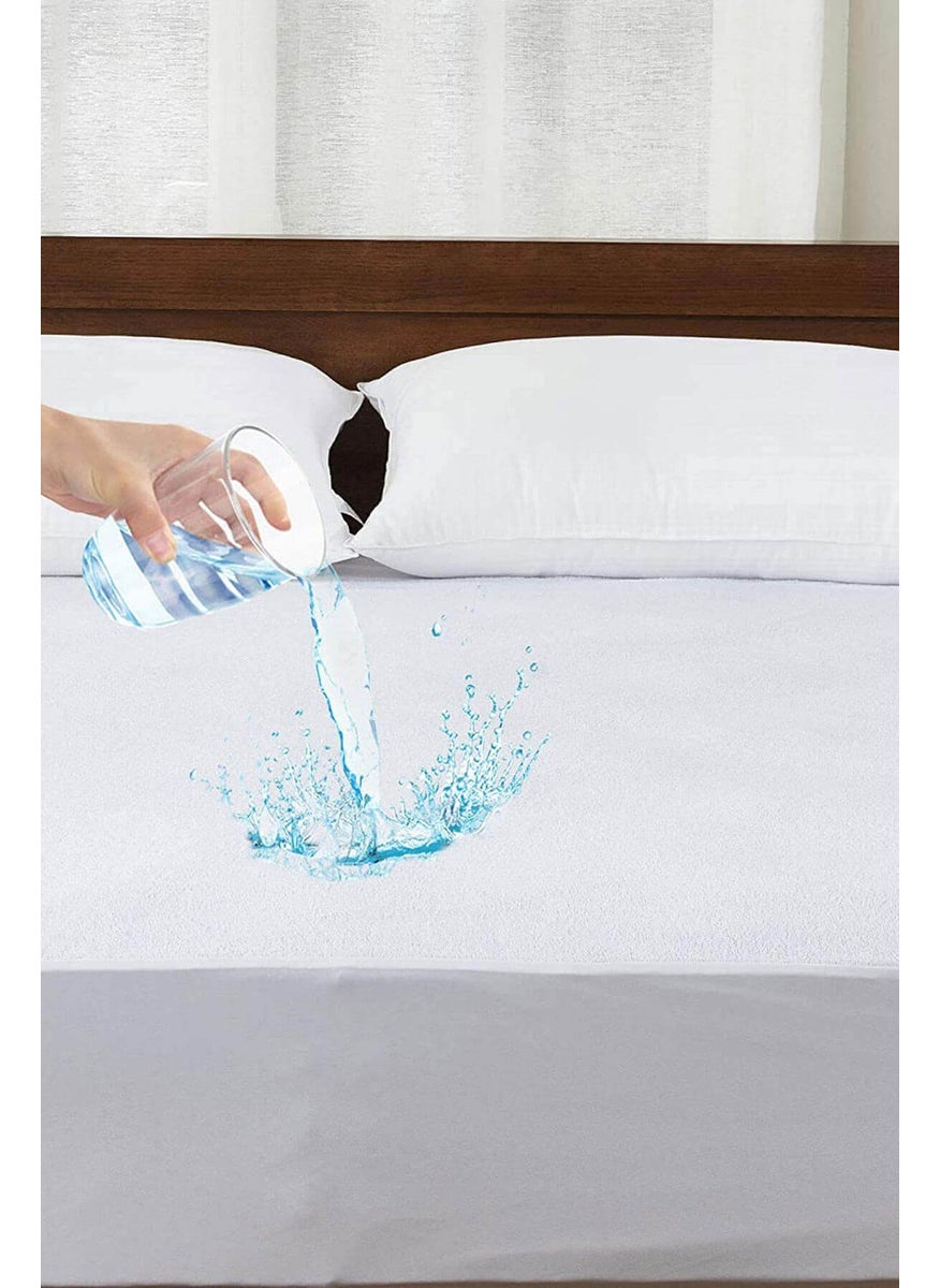 Bkmc Liquid Proof Mattress Protector Double Fitted Cotton Mattress Protector 140X200 cm  - Image 2