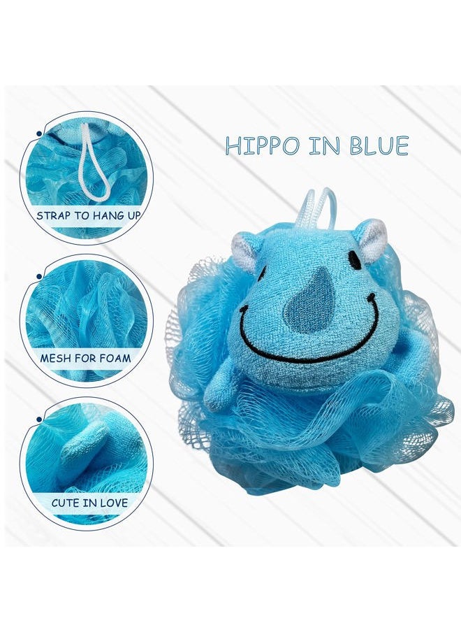 Bleu Bath - (4 Pack) Lovely Animal Design Kids Exfoliating Bath Scrubber Body Scrubber Shower Ball for Baby Toddler Kids Gentle Exfoliating Bath Sponge Loofah Pouf in Colorful Design (Joyful TERRICOLE) - Image 1
