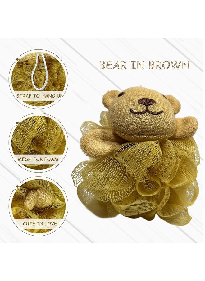 Bleu Bath - (4 Pack) Lovely Animal Design Kids Exfoliating Bath Scrubber Body Scrubber Shower Ball for Baby Toddler Kids Gentle Exfoliating Bath Sponge Loofah Pouf in Colorful Design (Joyful TERRICOLE) - Image 1