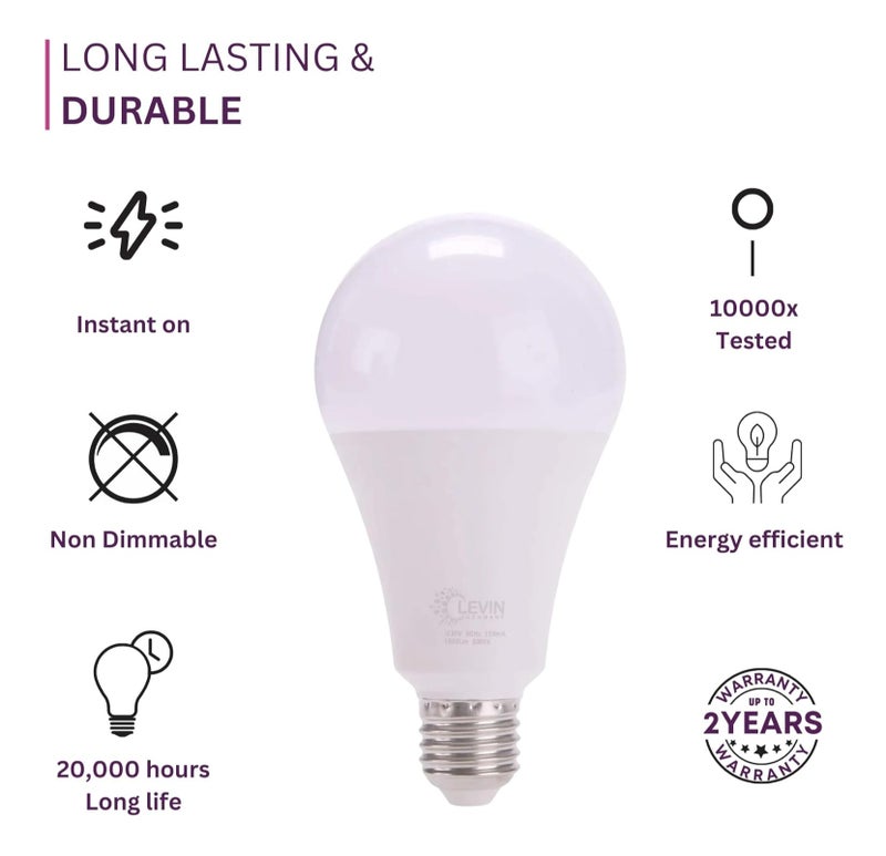 Levin Germany 9W LED Bulb E27 Cool White 6500K Energy Saving Light Bulb Bright 800 Lumens Long Lasting Lamp for Home Office Lighting Low Power Consumption LED Lighting Solution - Image 4