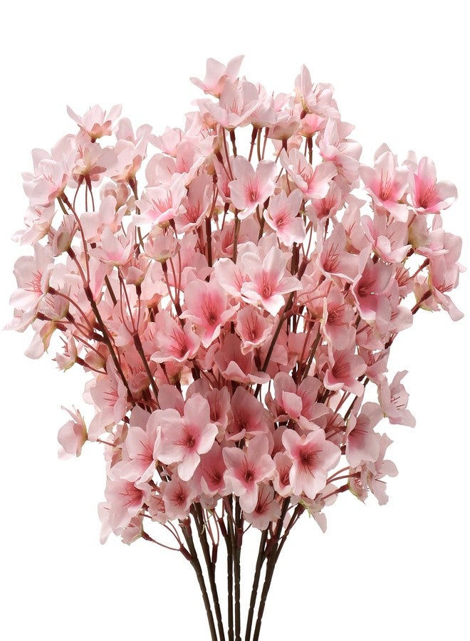 TOCHGREEN 6PCS Artificial Cherry Blossom Flowers, Pink Faux Peach Blossom Branches Stems Silk Fake Flowers 15.7’’ for Home Kitchen Wedding Party DIY Garden Decorations - Image 1
