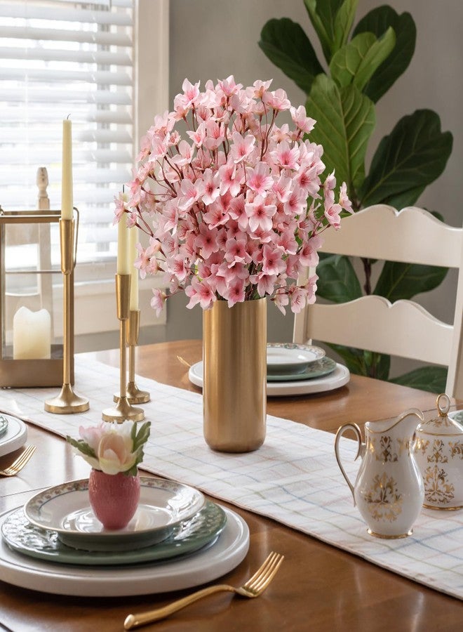 TOCHGREEN 6PCS Artificial Cherry Blossom Flowers, Pink Faux Peach Blossom Branches Stems Silk Fake Flowers 15.7’’ for Home Kitchen Wedding Party DIY Garden Decorations - Image 2