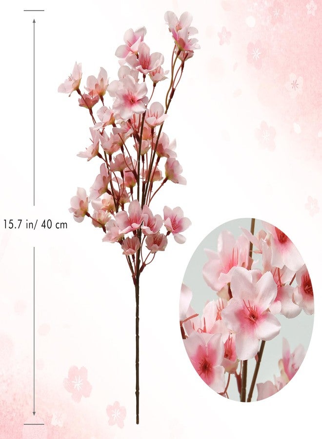 TOCHGREEN 6PCS Artificial Cherry Blossom Flowers, Pink Faux Peach Blossom Branches Stems Silk Fake Flowers 15.7’’ for Home Kitchen Wedding Party DIY Garden Decorations - Image 3