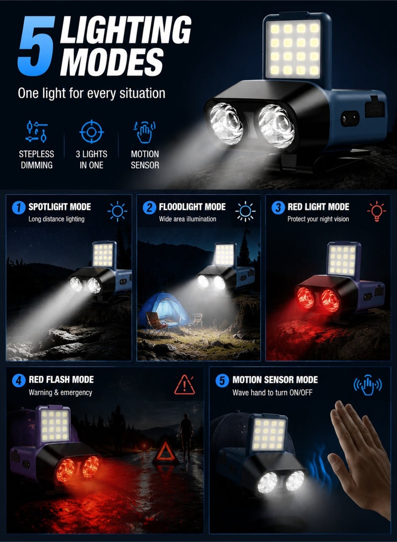 fdsport Outdoor Cap Clip Light with Motion Sensor, Night Fishing Light, Fishing Headlamp, Rechargeable, Lightweight, Waterproof, High Brightness Red Light Emergency Light. - Image 3