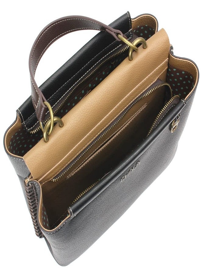 CHALA Charming Satchel Womens Tote Handbag with Forearm Strap and Detachable Crossbody Strap - black - Image 5