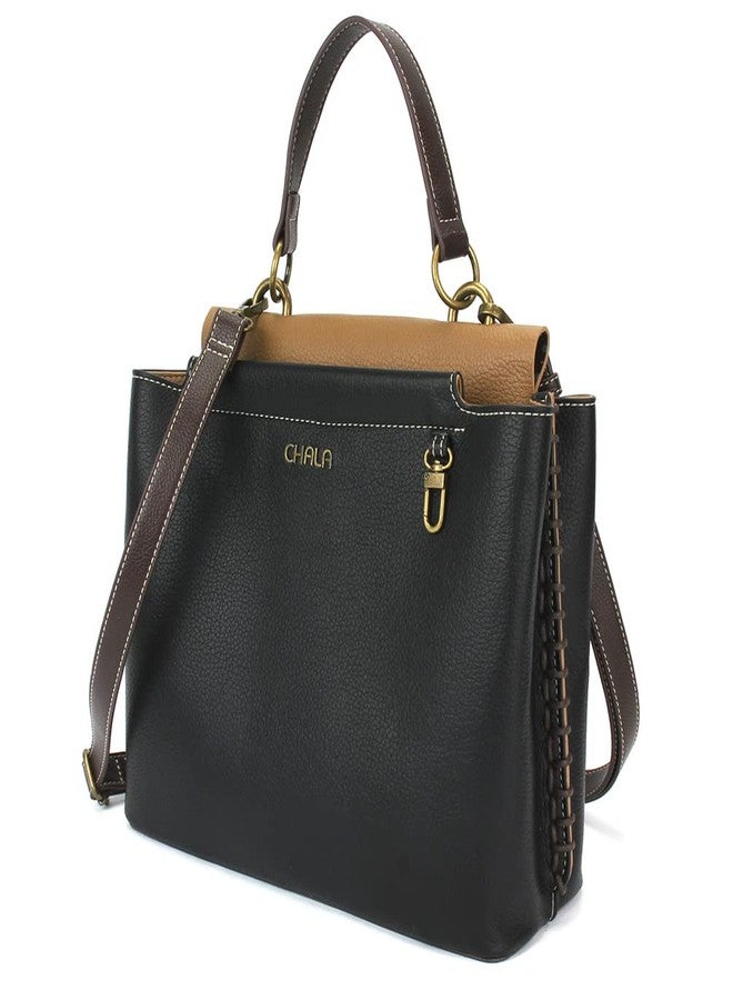 CHALA Charming Satchel Womens Tote Handbag with Forearm Strap and Detachable Crossbody Strap - black - Image 3