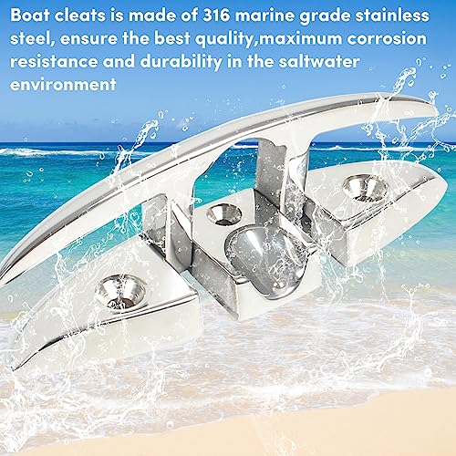 ORLANG 316 Stainless Steel Boat Cleats 5 Inch, Marine Grade Dock Cleats with Stainless Steel Bolts and Back Plate,Boat Dock Cleats Folding Dock Cleats for Deck and Boat (4 Pack) - Image 5