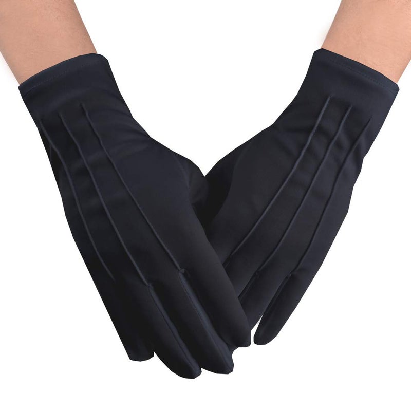 JISEN Men Police Formal Tuxedo Honor Guard Parade Nylon Cotton Gloves 26cm Black - Image 1