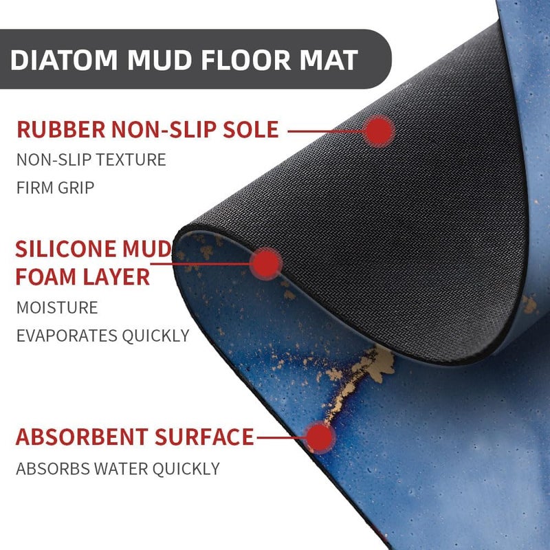skyzone Diatomaceous Earth Bath Mat,Multicolored Marble Soft Wrinkle Free Bathroom Floor Rugs Non-Slip Volume Super Absorbent Fast Drying for Bathroom Kitchen Door mat,Eco-Friendly Easy to Clean - Image 4