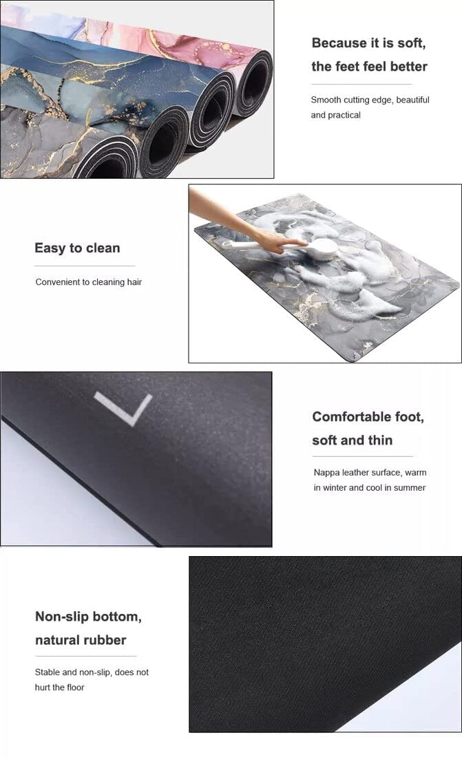 skyzone Diatomaceous Earth Bath Mat,Multicolored Marble Soft Wrinkle Free Bathroom Floor Rugs Non-Slip Volume Super Absorbent Fast Drying for Bathroom Kitchen Door mat,Eco-Friendly Easy to Clean - Image 3