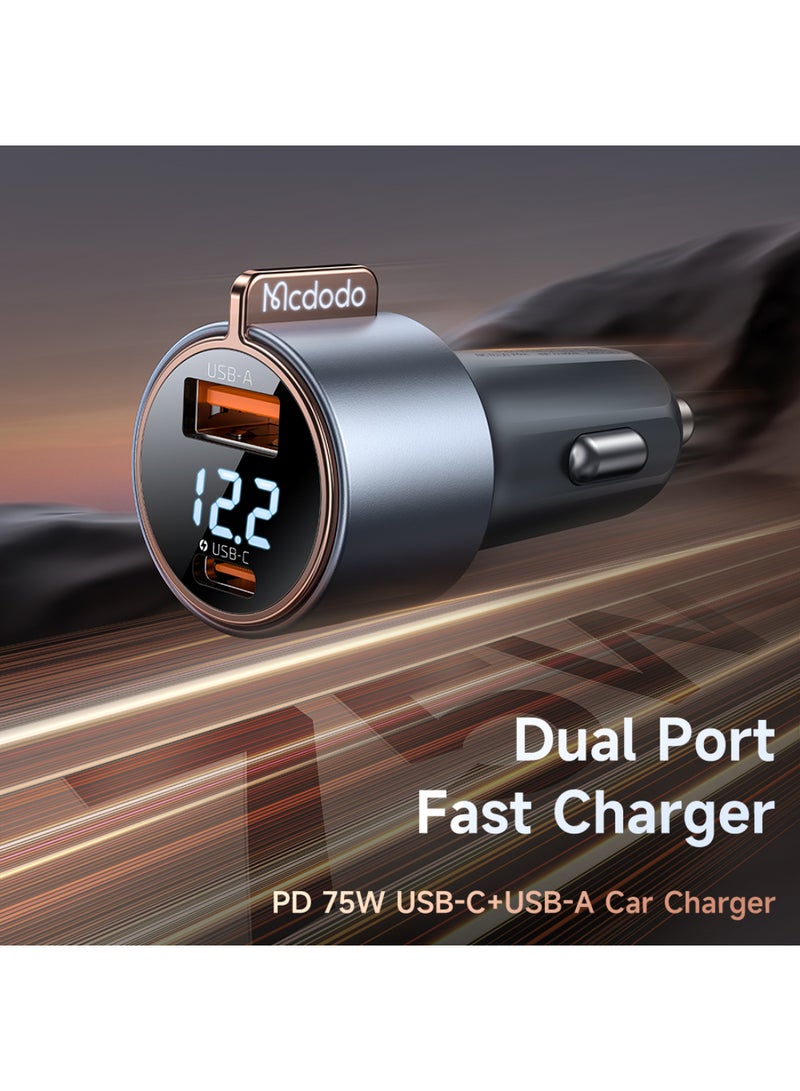 Mcdodo 75W Digital Display PD Fast Car Charger (1C+1A) - Image 2