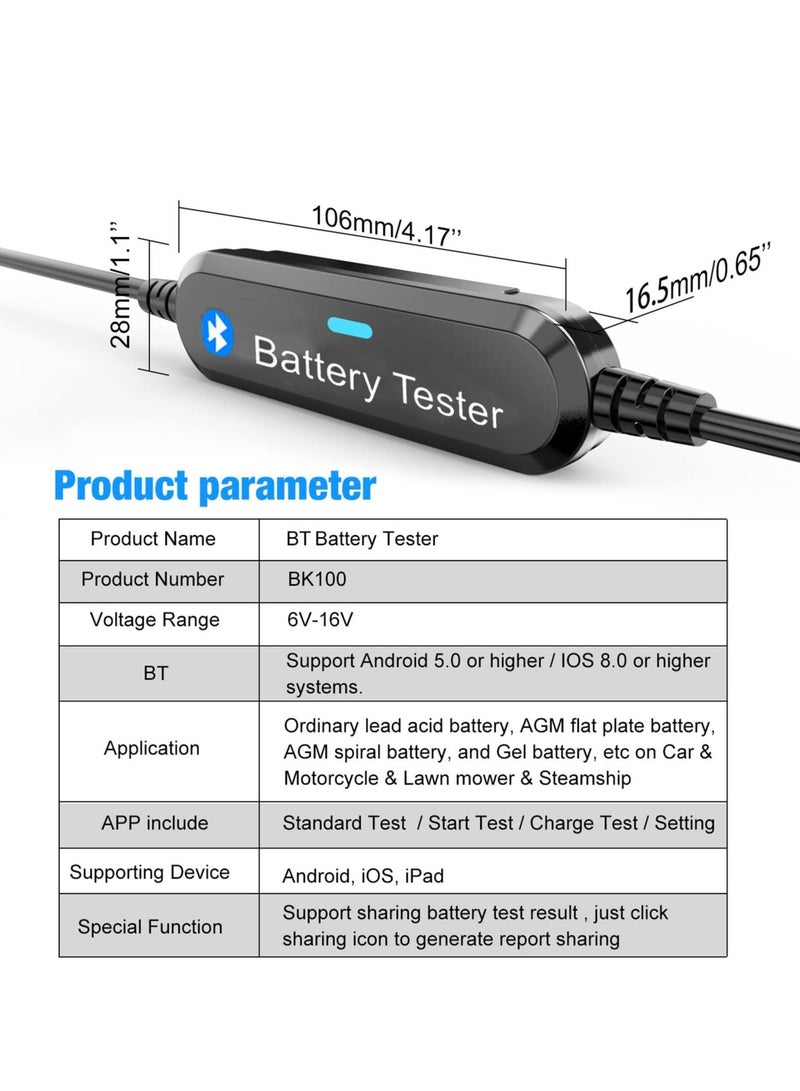 Car Battery Tester, 6V 12V Car BT Battery Tester Battery Load Tester Internal Resistance Tester Analyzer for Car Motorcycle Lawn Mower Steamship - Image 5