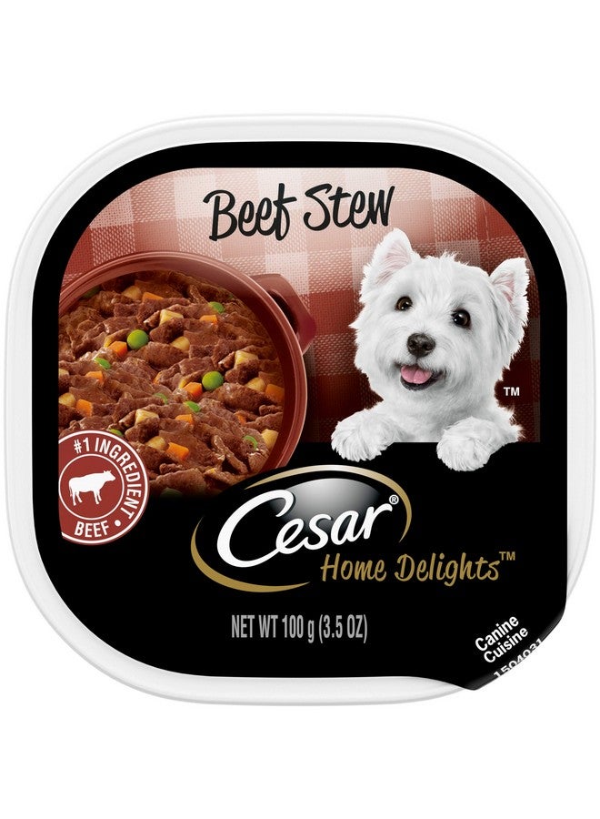 CESAR HOME DELIGHTS Soft Wet Dog Food Beef Stew, 3.5 oz. Easy Peel Trays, Pack of 24 - Image 1