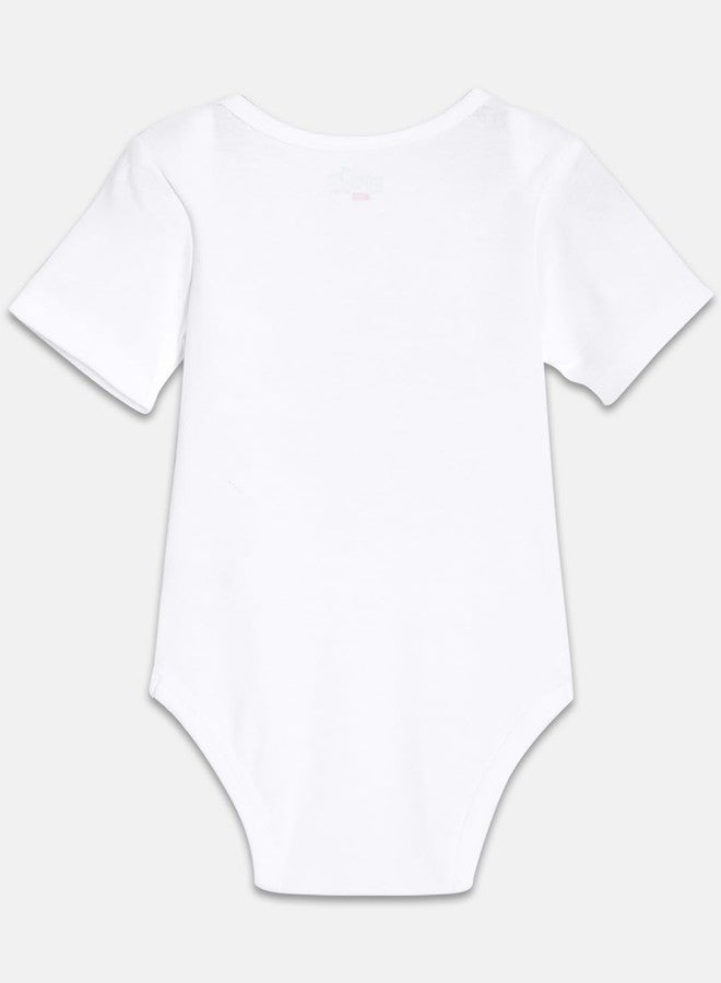 Broon Boys & Girls White and Sea Blue Printed Rompers | Premium Organic Cotton | Short Sleeves with Print and Embroidery | Infant Wear | Chemical Free | Pack of 2 - Image 4